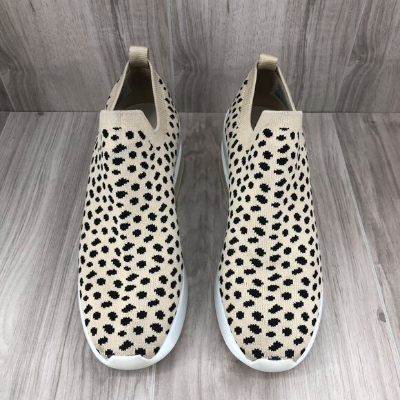 Gianni Bini Beige and Black Leopard Knit Slip-On Wedge Sneakers - Picture 5 of 11